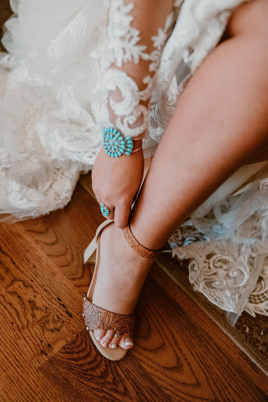 Tan heels with studs